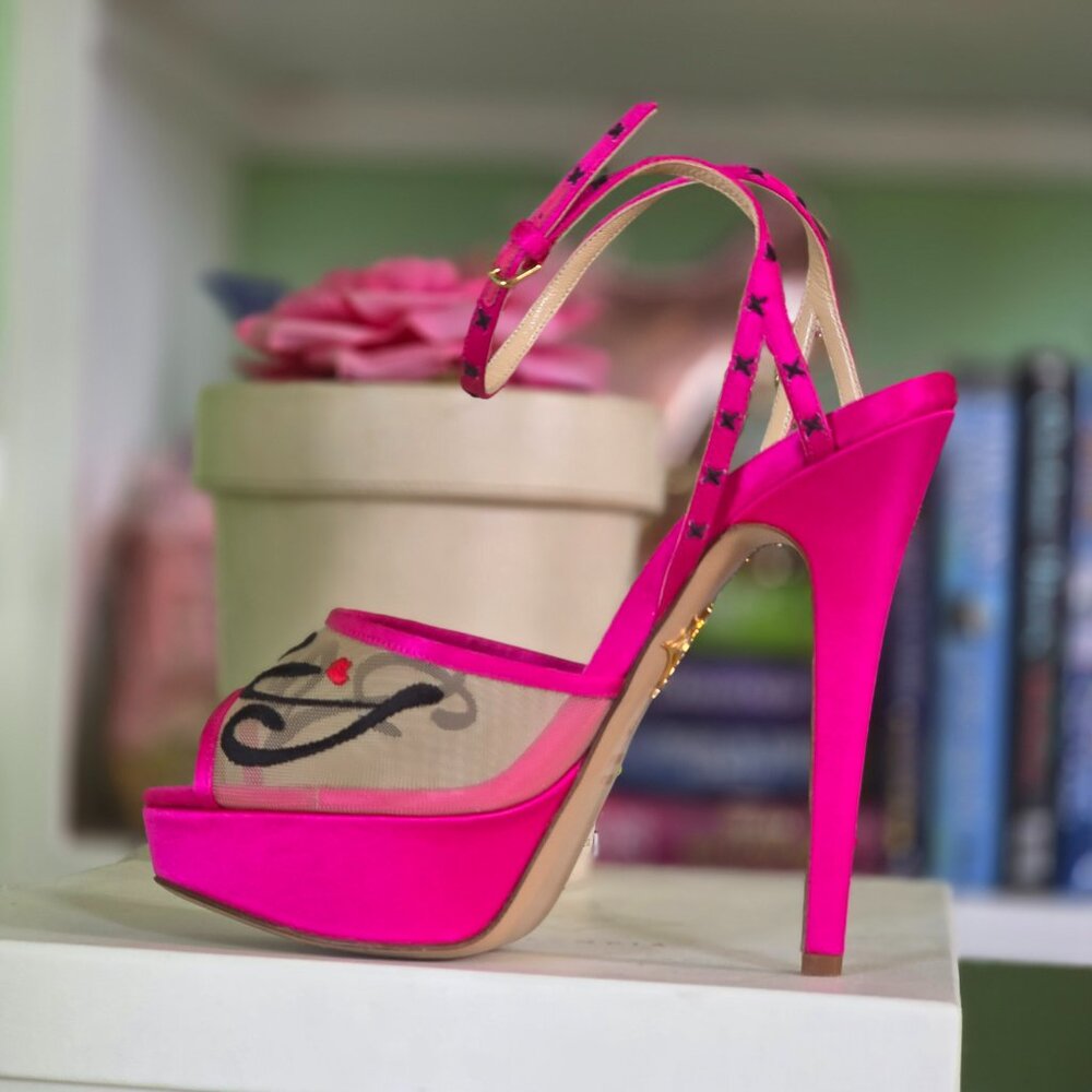 Charlotte Olympia "Paris" heels – Fuchsia satin, EU 37.5 (US 7.5) - Picture 4 of 16
